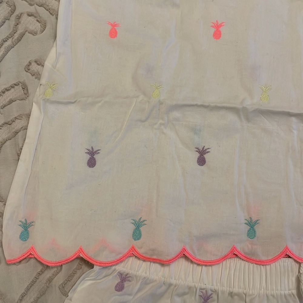 Cotton scallop pineapple white neon short and cami pyjamas size 8-10 - Picture 2 of 9